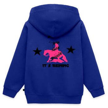 Reining Westernreiter Sliding Stop - Kinder Premium Organic Zip Hoodie - Royalblau - Hinten - AI Model Kid Male (0cm)