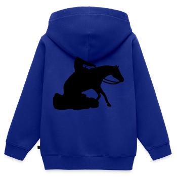 Coulissante arrêt de maîtrise de curseur de - Sweat Premium à capuche zippé enfant bio - bleu roi - Dos - AI Model Kid Male (0cm)