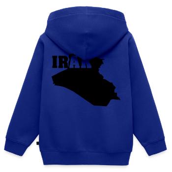 Irak (ID: 002004) - Sweat Premium à capuche zippé enfant bio - bleu roi - Dos - AI Model Kid Male (0cm)