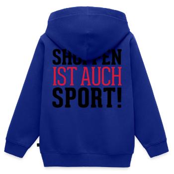 Shoppen ist auch Sport! - Kinder Premium Organic Zip Hoodie - Royalblau - Hinten - AI Model Kid Male (0cm)
