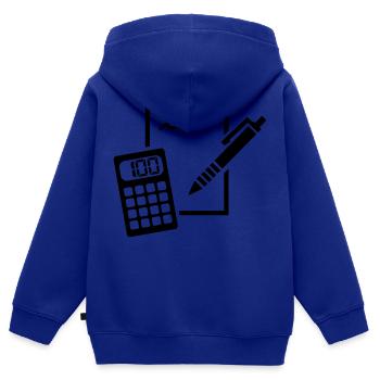 Calculatrice - Sweat Premium à capuche zippé enfant bio - bleu roi - Dos - AI Model Kid Male (0cm)