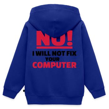 Ordinateur - Sweat Premium à capuche zippé enfant bio - bleu roi - Dos - AI Model Kid Male (0cm)