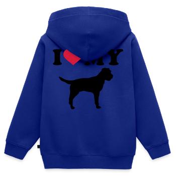 Border Terrier - Sweat Premium à capuche zippé enfant bio - bleu roi - Dos - AI Model Kid Male (0cm)