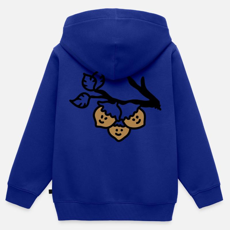 Trois noisettes sur la branche - Sweat Premium à capuche zippé enfant bio - bleu roi