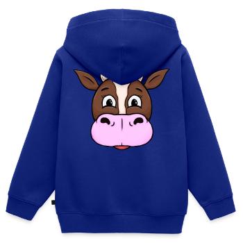 Cortical brun - Sweat Premium à capuche zippé enfant bio - bleu roi - Dos - AI Model Kid Male (0cm)