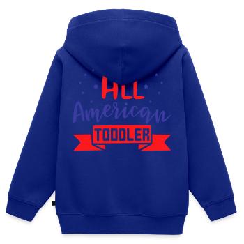 All American Toddler - Kids Premium Organic Zip-up Hoodie - royal blue - Back - AI Model Kid Male (0cm)