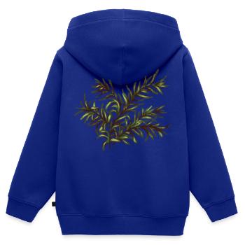 Plante feuillue 1 - Sweat Premium à capuche zippé enfant bio - bleu roi - Dos - AI Model Kid Male (0cm)