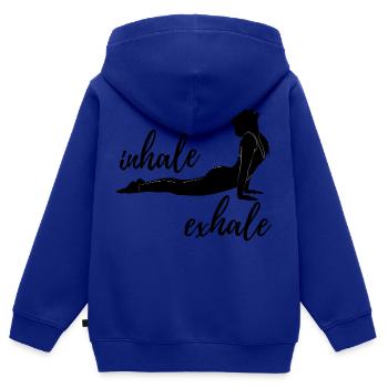Yoga - Inspirer - Expirer - Sweat Premium à capuche zippé enfant bio - bleu roi - Dos - AI Model Kid Male (0cm)