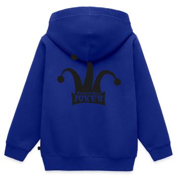 Joker né naturel / Noir - Sweat Premium à capuche zippé enfant bio - bleu roi - Dos - AI Model Kid Male (0cm)