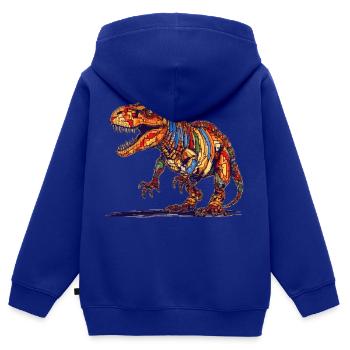 Ausgestorbener Dino in bunter Pixel Grafik - Kinder Premium Organic Zip Hoodie - Royalblau - Hinten - AI Model Kid Male (0cm)
