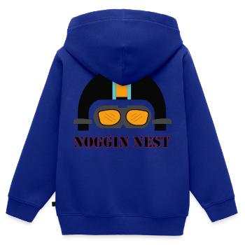 Motorradhelm,"Noggin Nest" - Kinder Premium Organic Zip Hoodie - Royalblau - Hinten - AI Model Kid Male (0cm)