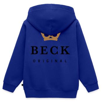 Beck - Kinder Premium Organic Zip Hoodie - Royalblau - Hinten - AI Model Kid Male (0cm)