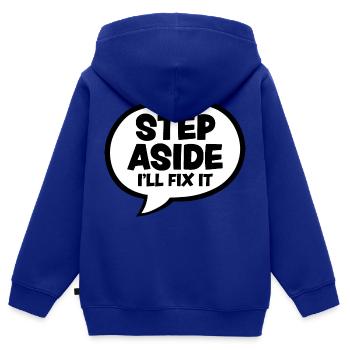 Écartez-vous, je vais le réparer pour réparer la réparation - Sweat Premium à capuche zippé enfant bio - bleu roi - Dos - AI Model Kid Male (0cm)
