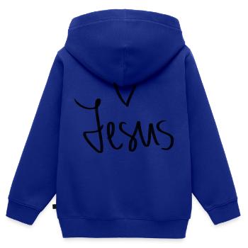 Jesus - Kinder Premium Organic Zip Hoodie - Royalblau - Hinten - AI Model Kid Male (0cm)