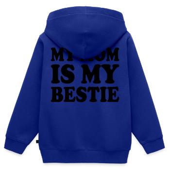 my mom is my bestie - Sweat Premium à capuche zippé enfant bio - bleu roi - Dos - AI Model Kid Male (0cm)