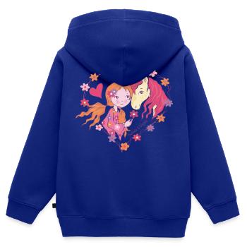 Pferdemädchen - Kinder Premium Organic Zip Hoodie - Royalblau - Hinten - AI Model Kid Male (0cm)