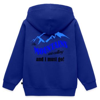 Les montagnes appellent la copie - Sweat Premium à capuche zippé enfant bio - bleu roi - Dos - AI Model Kid Male (0cm)