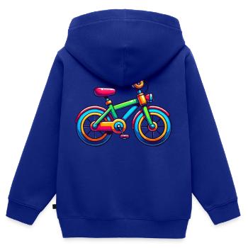 Bicyclette - Sweat Premium à capuche zippé enfant bio - bleu roi - Dos - AI Model Kid Male (0cm)