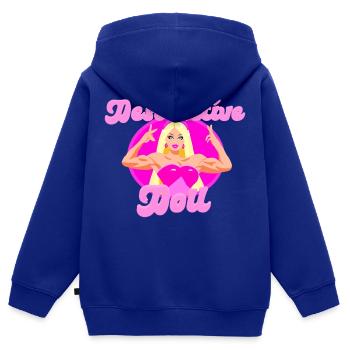 Fitnessstudio BADDIE Puppe - Kinder Premium Organic Zip Hoodie - Royalblau - Hinten - AI Model Kid Male (0cm)