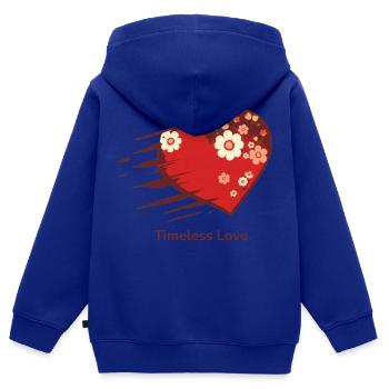 Zeitlose Liebe - Kinder Premium Organic Zip Hoodie - Royalblau - Hinten - AI Model Kid Male (0cm)