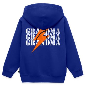 Basket-ball Mamie Mamie Mamie - Sweat Premium à capuche zippé enfant bio - bleu roi - Dos - AI Model Kid Male (0cm)