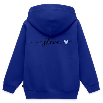 Steve Name Kalligrafie Schrift - Kinder Premium Organic Zip Hoodie - Royalblau - Hinten - AI Model Kid Male (0cm)