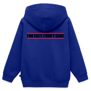 Je me fiche des faits - Sweat Premium à capuche zippé enfant bio - bleu roi - Dos - AI Model Kid Male (0cm)