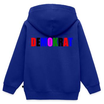 Demokrat - Kinder Premium Organic Zip Hoodie - Royalblau - Hinten - AI Model Kid Male (0cm)