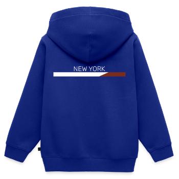New York - Kinder Premium Organic Zip Hoodie - Royalblau - Hinten - AI Model Kid Male (0cm)