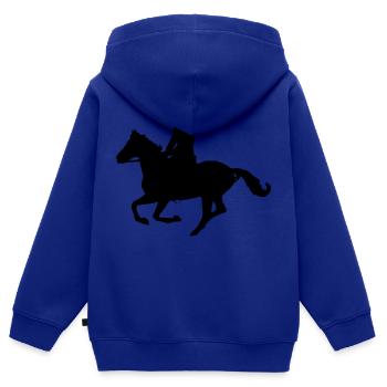 cheval au galop - Sweat Premium à capuche zippé enfant bio - bleu roi - Dos - AI Model Kid Male (0cm)