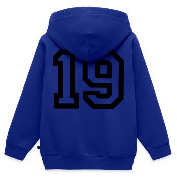 19 Collegestyle - Kinder Premium Organic Zip Hoodie - Royalblau - Hinten - AI Model Kid Male (0cm)