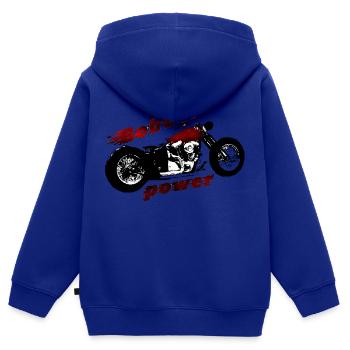 bobber power - Sweat Premium à capuche zippé enfant bio - bleu roi - Dos - AI Model Kid Male (0cm)