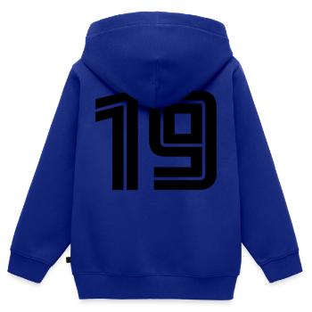 19 - Kinder Premium Organic Zip Hoodie - Royalblau - Hinten - AI Model Kid Male (0cm)