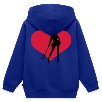 Diable - Sweat Premium à capuche zippé enfant bio - bleu roi - Dos - AI Model Kid Male (0cm)
