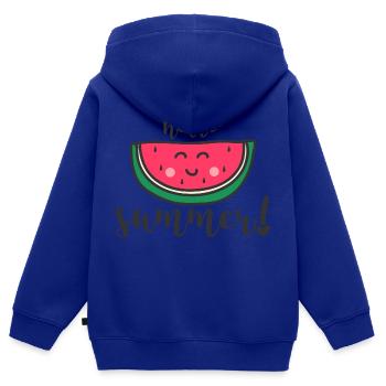 HELLO SUMMER - Kids Premium Organic Zip-up Hoodie - royal blue - Back - AI Model Kid Male (0cm)