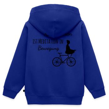 Radfahren ist Meditation in Bewegung - Kinder Premium Organic Zip Hoodie - Royalblau - Hinten - AI Model Kid Male (0cm)