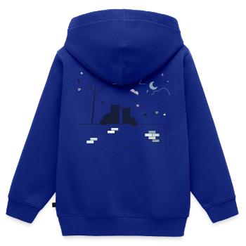 Schwarze Katzen haben ein Meeting - Kinder Premium Organic Zip Hoodie - Royalblau - Hinten - AI Model Kid Male (0cm)