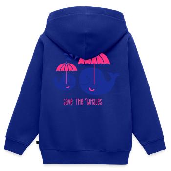 Sauver les baleines-Protège la baleine sauvez les - Sweat Premium à capuche zippé enfant bio - bleu roi - Dos - AI Model Kid Male (0cm)