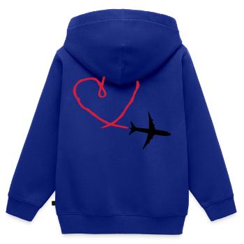 Plane Heart - Sweat Premium à capuche zippé enfant bio - bleu roi - Dos - AI Model Kid Male (0cm)