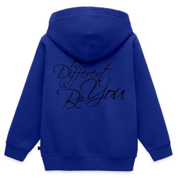 Be Different Be You Design - Kinder Premium Organic Zip Hoodie - Royalblau - Hinten - AI Model Kid Male (0cm)