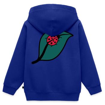 Kleiner Marienkäfer auf einem Blatt Design - Kinder Premium Organic Zip Hoodie - Royalblau - Hinten - AI Model Kid Male (0cm)