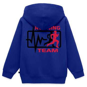 Running Team - Sweat Premium à capuche zippé enfant bio - bleu roi - Dos - AI Model Kid Male (0cm)