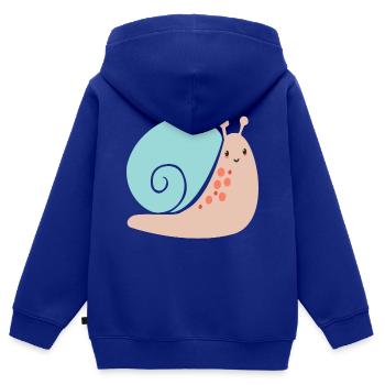 escargot - Sweat Premium à capuche zippé enfant bio - bleu roi - Dos - AI Model Kid Male (0cm)