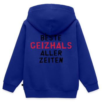 Geizhals - Geizkrägin - Geiz - Geizig - Geld - Kinder Premium Organic Zip Hoodie - Royalblau - Hinten - AI Model Kid Male (0cm)
