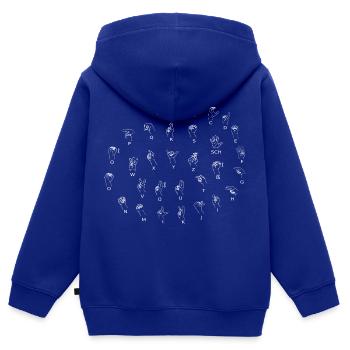 Fingeralphabet - in Gebärdensprache buchstabieren - Kinder Premium Organic Zip Hoodie - Royalblau - Hinten - AI Model Kid Male (0cm)