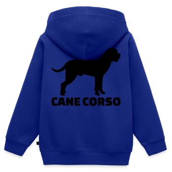 Cane Corso - Sweat Premium à capuche zippé enfant bio - bleu roi - Dos - AI Model Kid Male (0cm)
