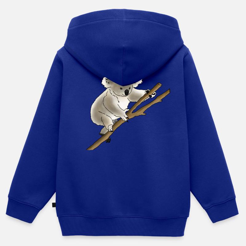 Koala - Sweat Premium à capuche zippé enfant bio - bleu roi