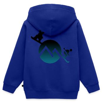 Zwischen Snow und Ski - Kinder Premium Organic Zip Hoodie - Royalblau - Hinten - AI Model Kid Male (0cm)
