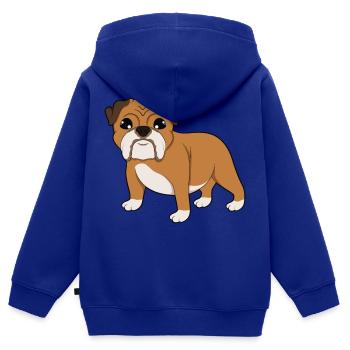 Bulldogge - Kinder Premium Organic Zip Hoodie - Royalblau - Hinten - AI Model Kid Male (0cm)