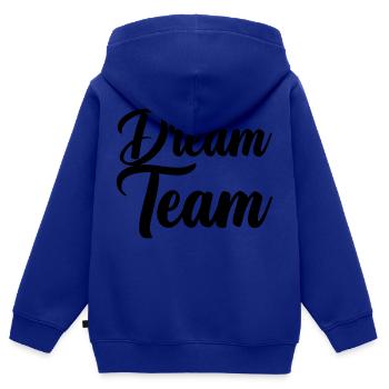Équipe de rêve - Sweat Premium à capuche zippé enfant bio - bleu roi - Dos - AI Model Kid Male (0cm)